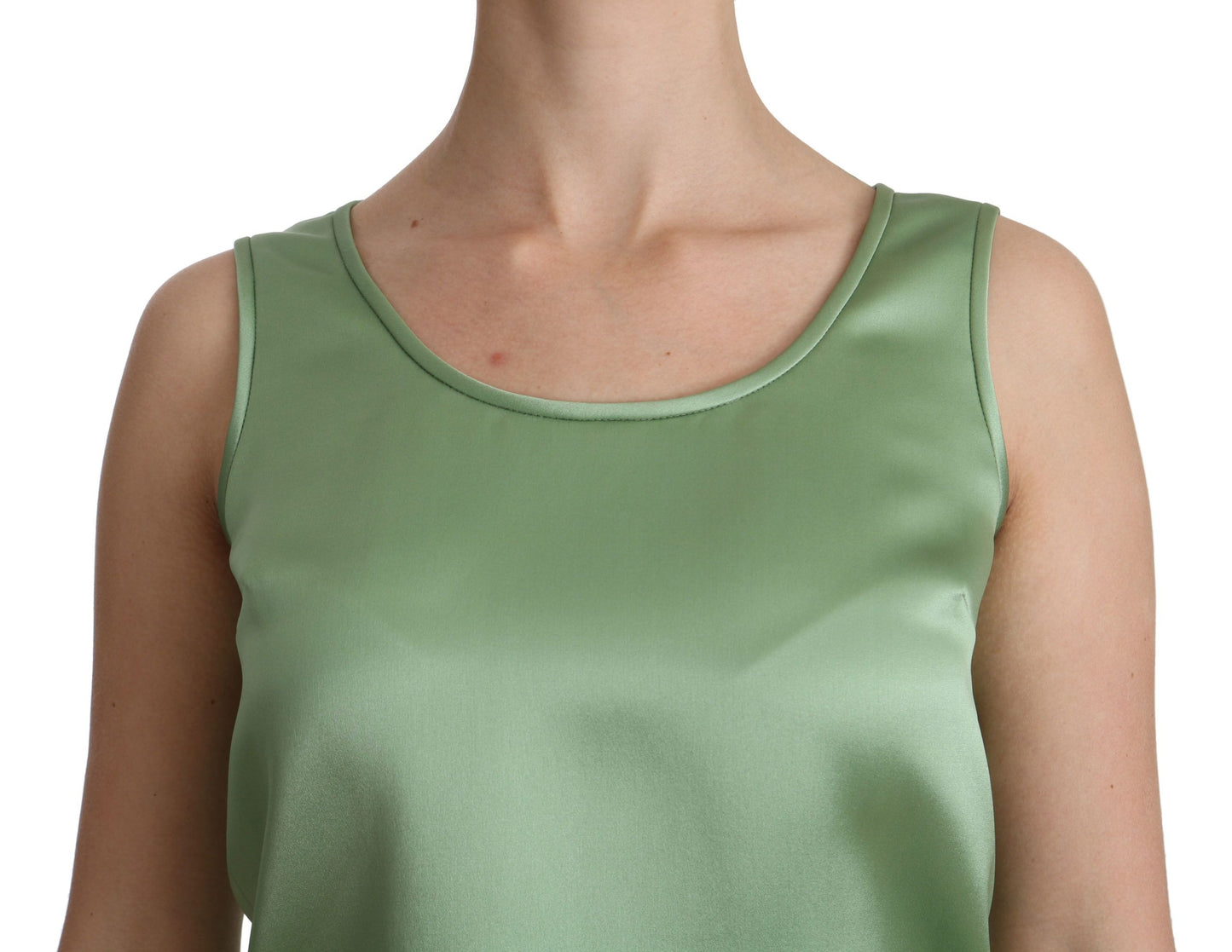 Dolce &amp; Gabbana Elegante top sin mangas de seda en verde menta claro