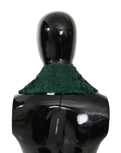 Dolce &amp; Gabbana Elegante bufanda de piel de cordero en verde exuberante