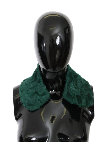 Dolce &amp; Gabbana Elegante bufanda de piel de cordero en verde exuberante