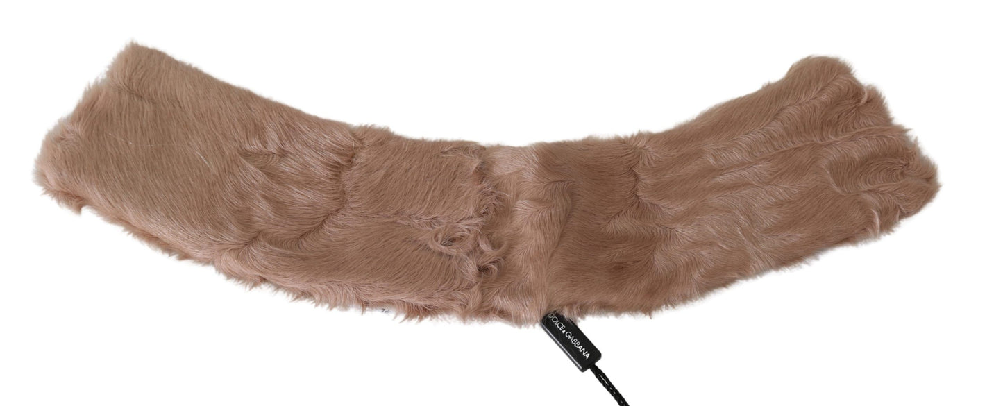 Dolce &amp; Gabbana Elegante bufanda de piel de cordero beige