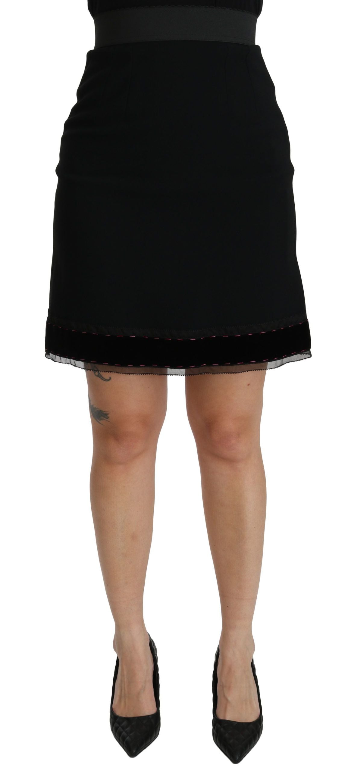 Dolce &amp; Gabbana Elegante falda negra de cintura alta