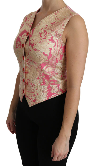 Dolce &amp; Gabbana Top sin mangas elegante en mezcla de seda con cuello en V
