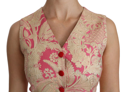 Dolce &amp; Gabbana Top sin mangas elegante en mezcla de seda con cuello en V