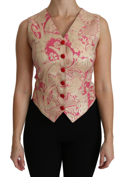 Dolce &amp; Gabbana Top sin mangas elegante en mezcla de seda con cuello en V