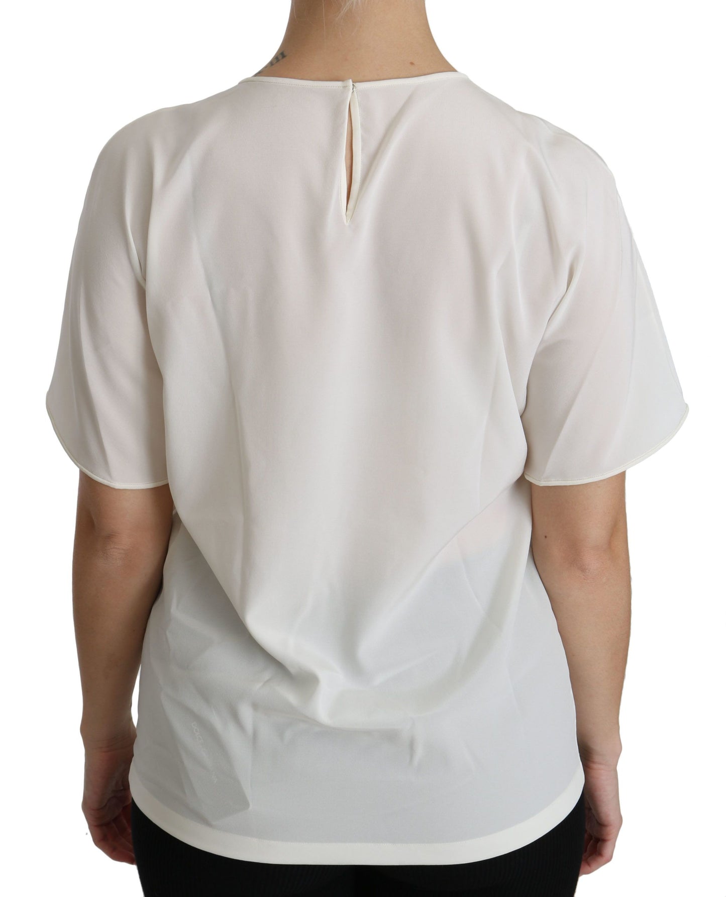 Dolce &amp; Gabbana Top elegante con cuello redondo en mezcla de seda