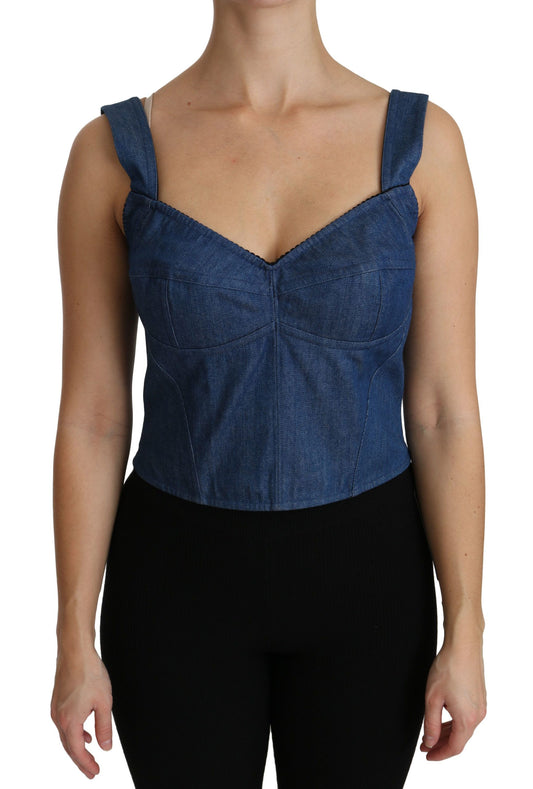 Dolce &amp; Gabbana Elegante top bustier sin mangas en azul