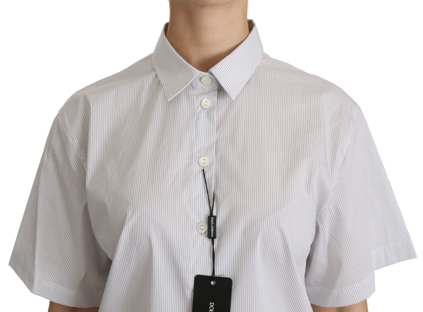 Dolce &amp; Gabbana Elegante polo de algodón blanco
