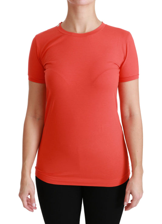 Dolce &amp; Gabbana Elegante camiseta roja de manga corta con cuello redondo