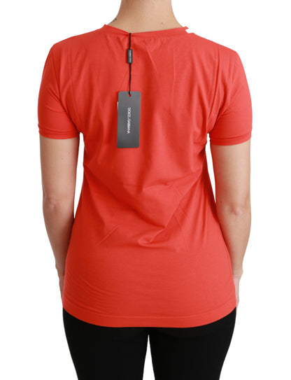 Dolce &amp; Gabbana Elegante camiseta roja de manga corta con cuello redondo