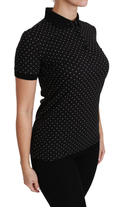 Dolce &amp; Gabbana Elegante polo negro de lunares