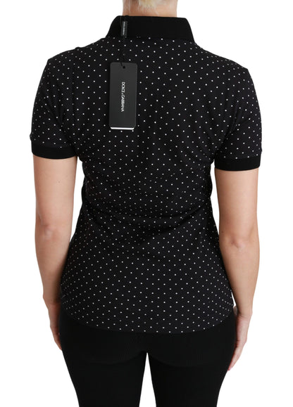 Dolce &amp; Gabbana Elegante polo negro de lunares