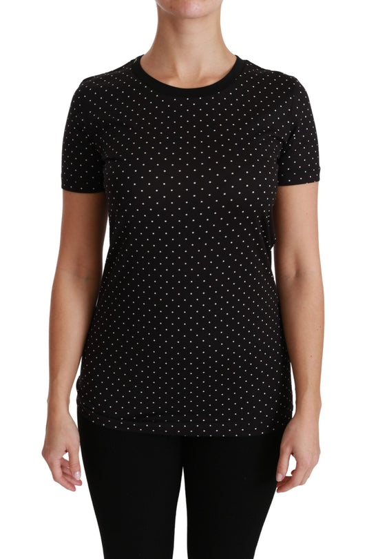 Dolce &amp; Gabbana Camiseta elegante de algodón con cuello redondo y puntos negros