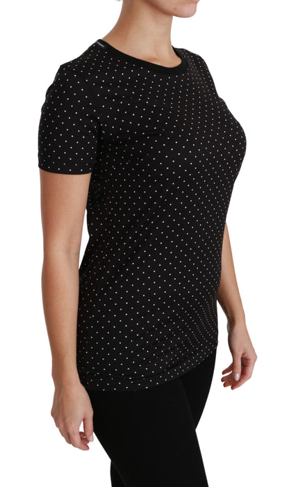 Dolce &amp; Gabbana Camiseta elegante de algodón con cuello redondo y puntos negros
