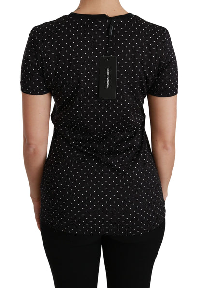 Dolce &amp; Gabbana Camiseta elegante de algodón con cuello redondo y puntos negros