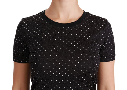 Dolce &amp; Gabbana Camiseta elegante de algodón con cuello redondo y puntos negros
