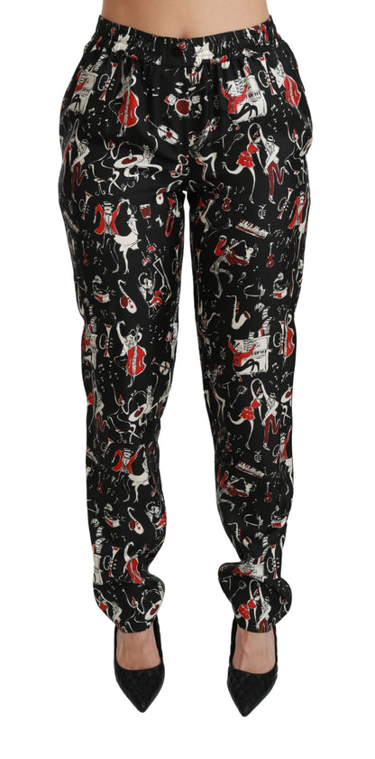 Dolce &amp; Gabbana Pantalones elegantes de seda y corte ajustado a media cintura