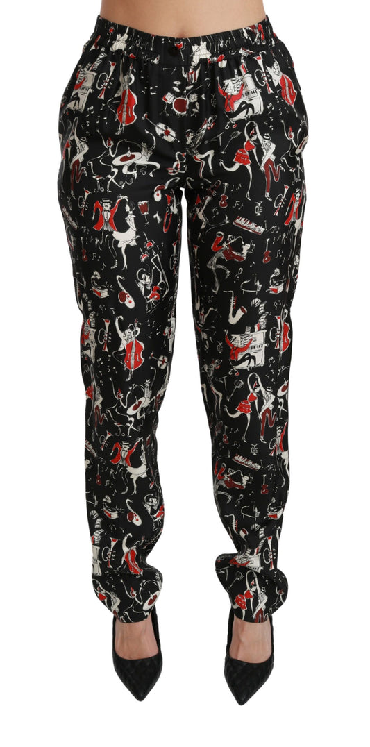 Dolce &amp; Gabbana Pantalones elegantes de seda y corte ajustado a media cintura
