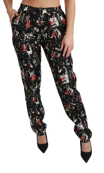 Dolce &amp; Gabbana Pantalones elegantes de seda y corte ajustado a media cintura