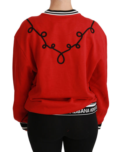 Dolce &amp; Gabbana Suéter rojo radiante con cuello redondo y lentejuelas