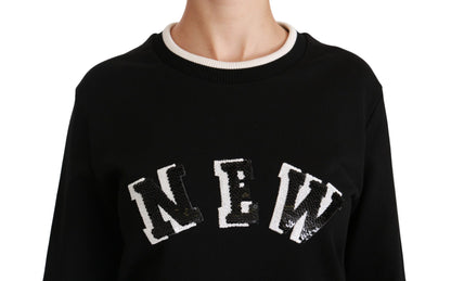 Dolce &amp; Gabbana Jersey elegante de algodón con lentejuelas negro