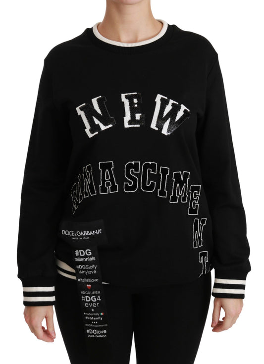 Dolce &amp; Gabbana Jersey elegante de algodón con lentejuelas negro