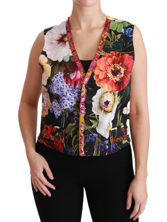 Dolce &amp; Gabbana Chaleco sin mangas con estampado floral y brocado multicolor