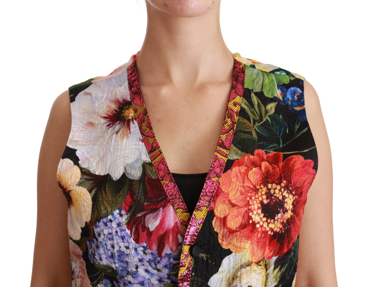 Dolce &amp; Gabbana Chaleco sin mangas con estampado floral y brocado multicolor