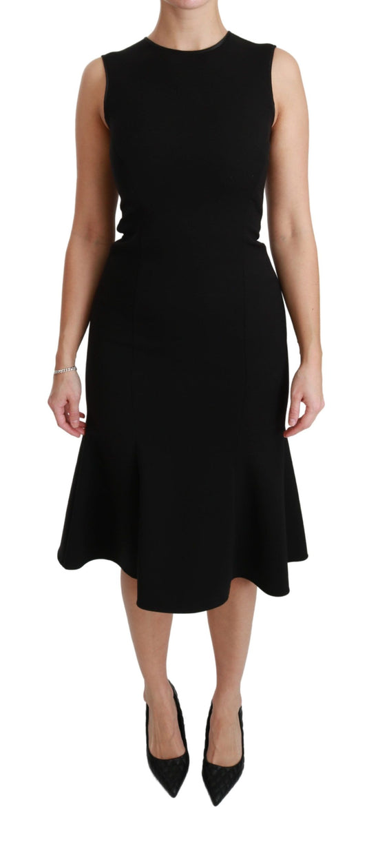 Dolce &amp; Gabbana Vestido elegante de mezcla de lana con vuelo en negro