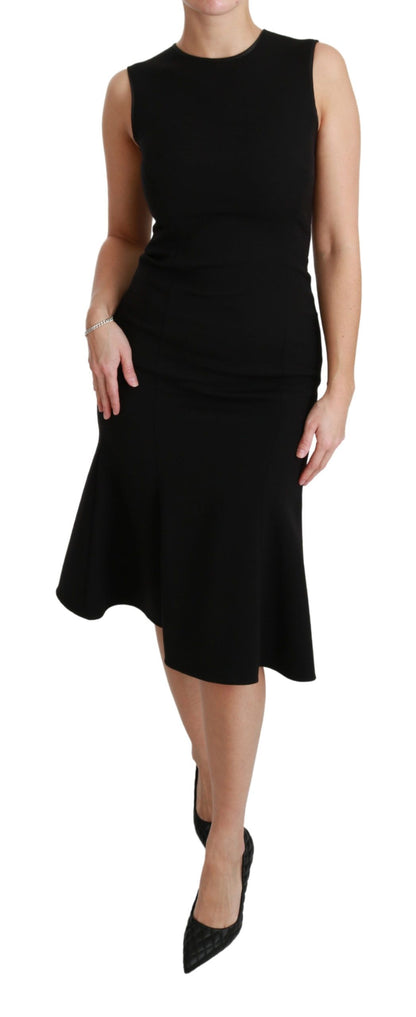 Dolce &amp; Gabbana Vestido elegante de mezcla de lana con vuelo en negro