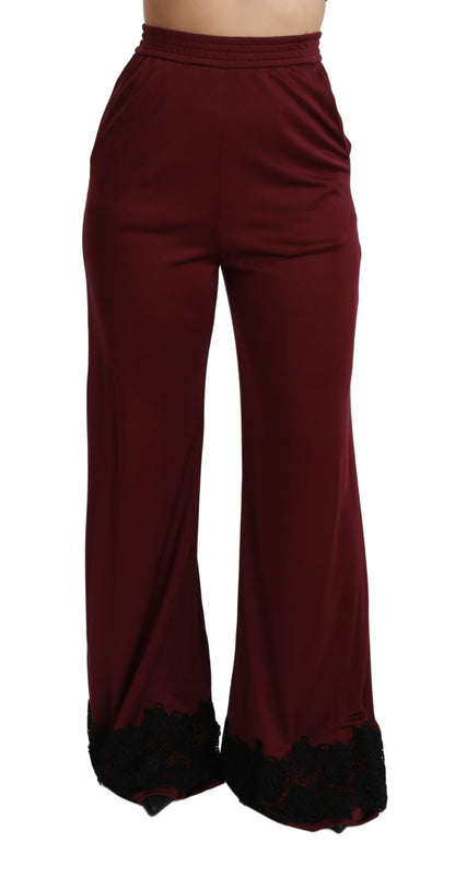 Dolce &amp; Gabbana Pantalones anchos elegantes de cintura alta granate