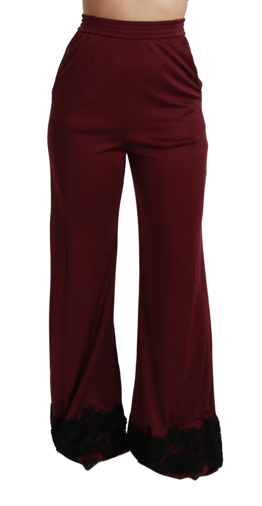 Dolce &amp; Gabbana Pantalones anchos elegantes de cintura alta granate