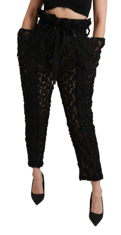 Dolce &amp; Gabbana Pantalones elegantes de encaje con cintura alta y corte cónico