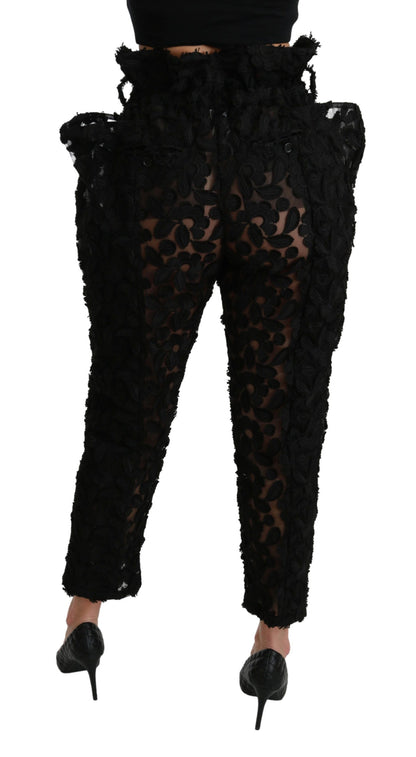 Dolce &amp; Gabbana Pantalones elegantes de encaje con cintura alta y corte cónico