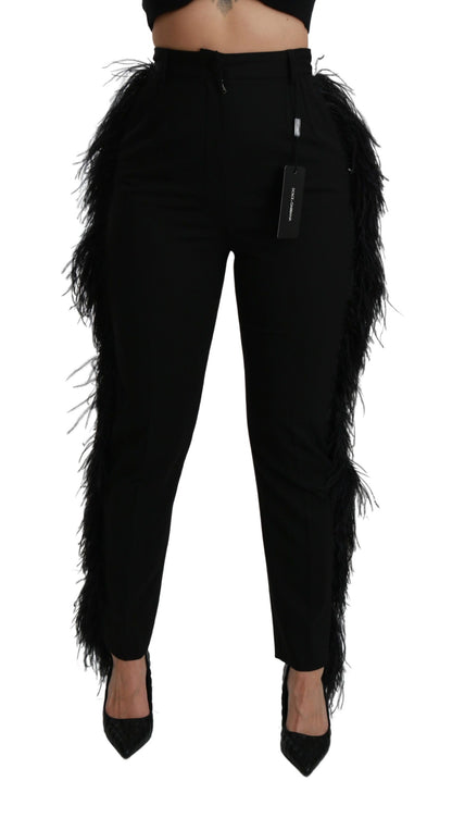 Dolce &amp; Gabbana Pantalones elegantes de mezcla de lana de cintura alta