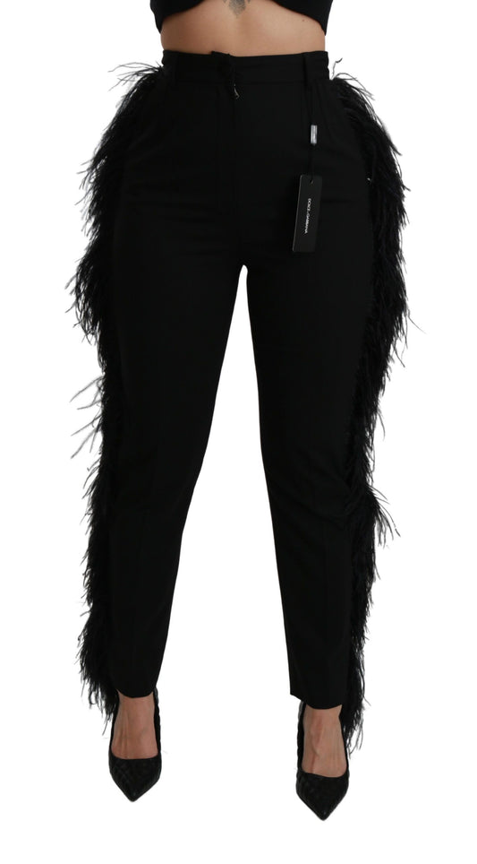 Dolce &amp; Gabbana Pantalones elegantes de mezcla de lana de cintura alta