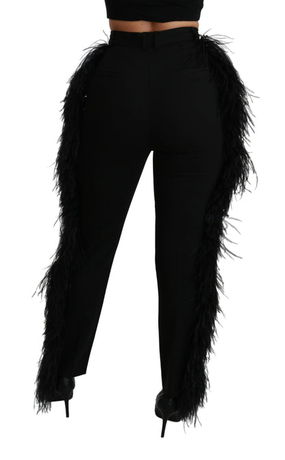 Dolce &amp; Gabbana Pantalones elegantes de mezcla de lana de cintura alta