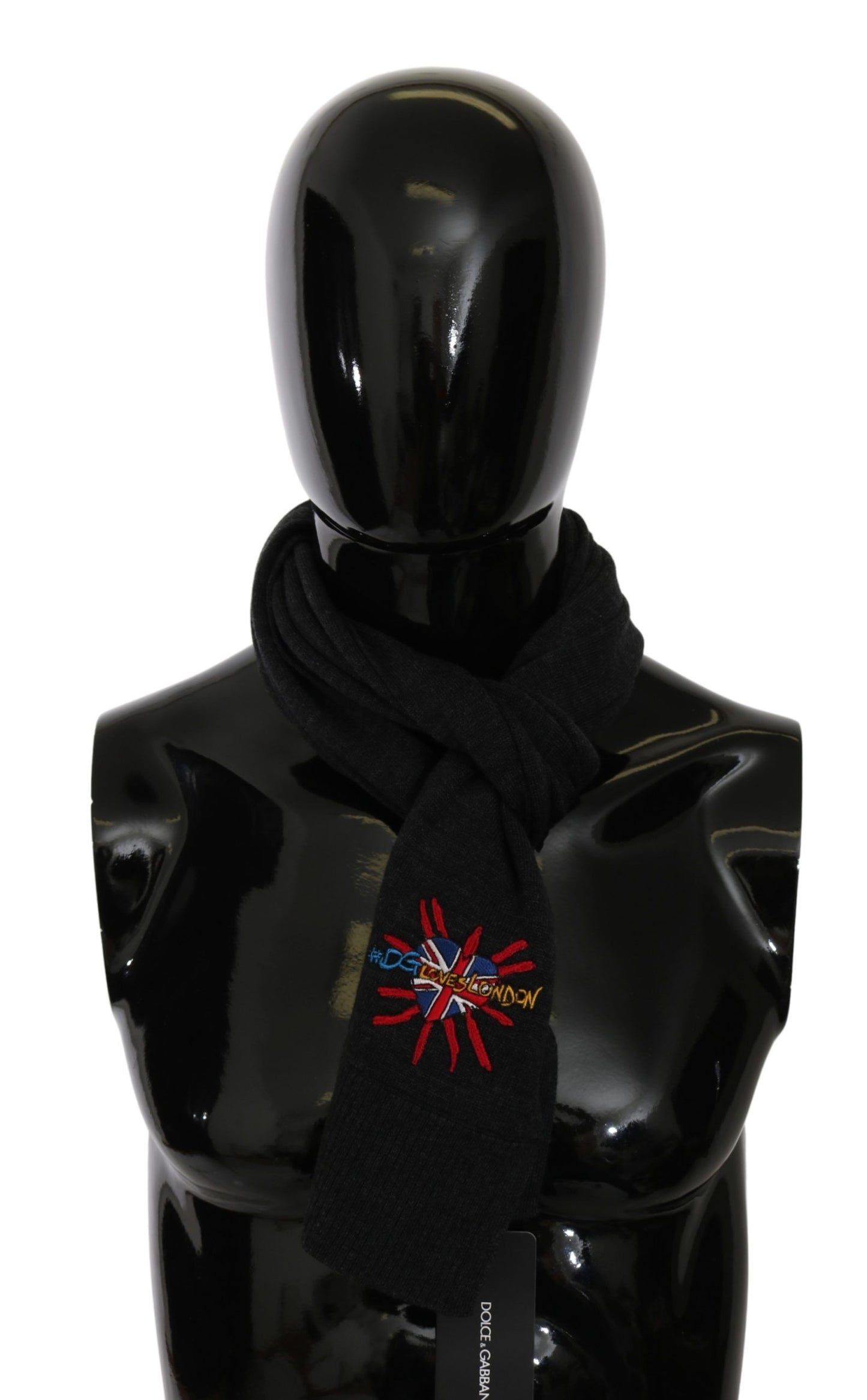 Dolce &amp; Gabbana Elegante Bufanda de Hombre de Lana Virgen con Bordado