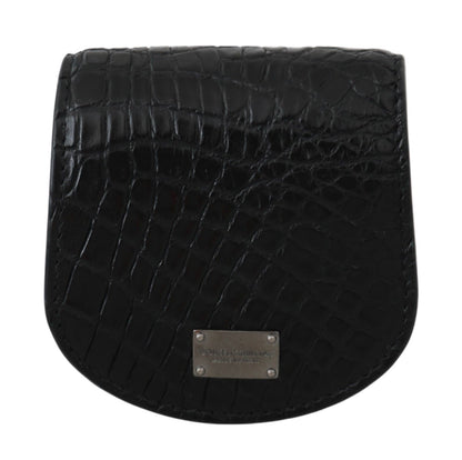 Dolce &amp; Gabbana Cartera elegante con estuche para monedas de cuero negro