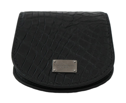 Dolce &amp; Gabbana Cartera elegante con estuche para monedas de cuero negro