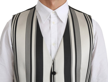 Dolce &amp; Gabbana Stripe Cotton Silk Dress Vest