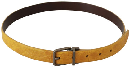 Dolce &amp; Gabbana Exotic Yellow Animal Pattern Leather Belt