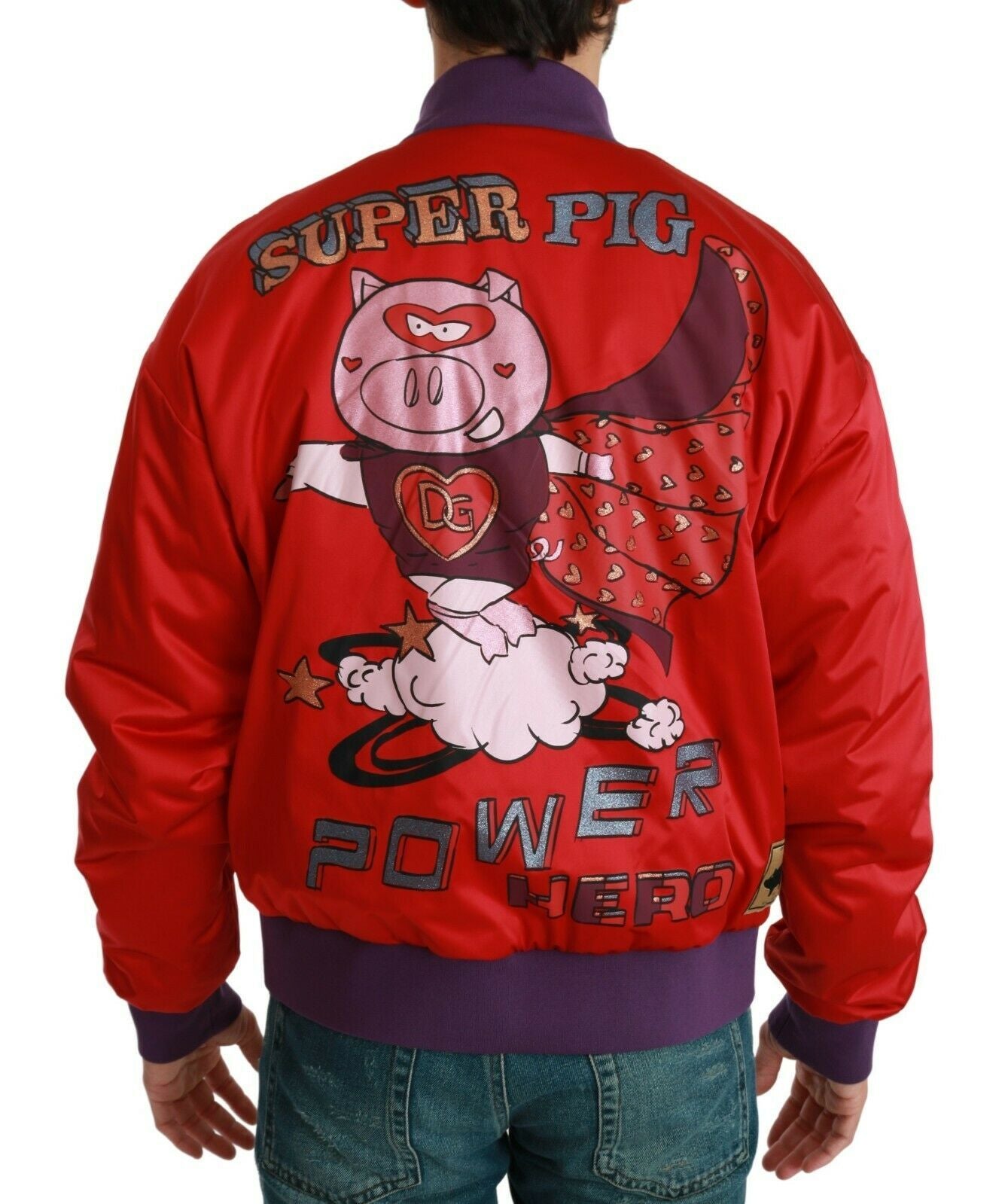 Dolce &amp; Gabbana Cazadora bomber roja vibrante con motivo multicolor