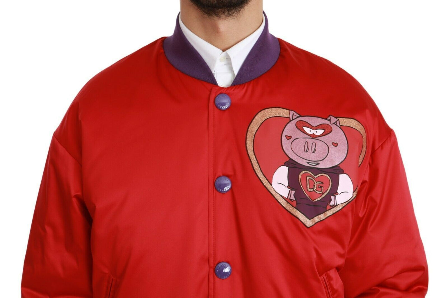 Dolce &amp; Gabbana Cazadora bomber roja vibrante con motivo multicolor