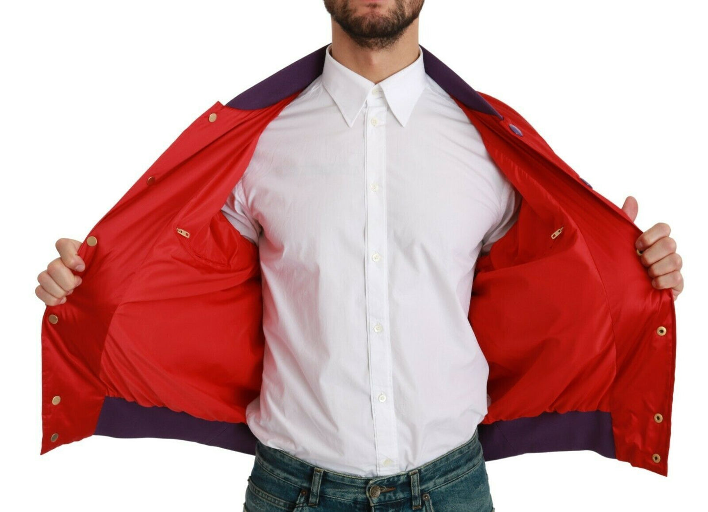 Dolce &amp; Gabbana Cazadora bomber roja vibrante con motivo multicolor