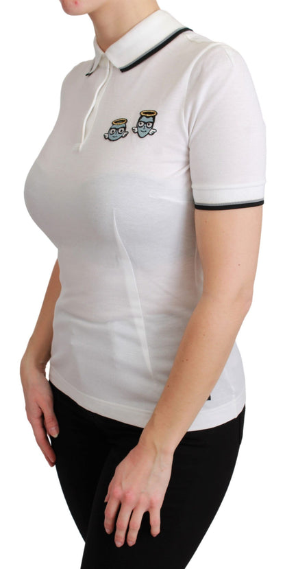 Dolce &amp; Gabbana Chic Polo Camiseta con bordado de ángel