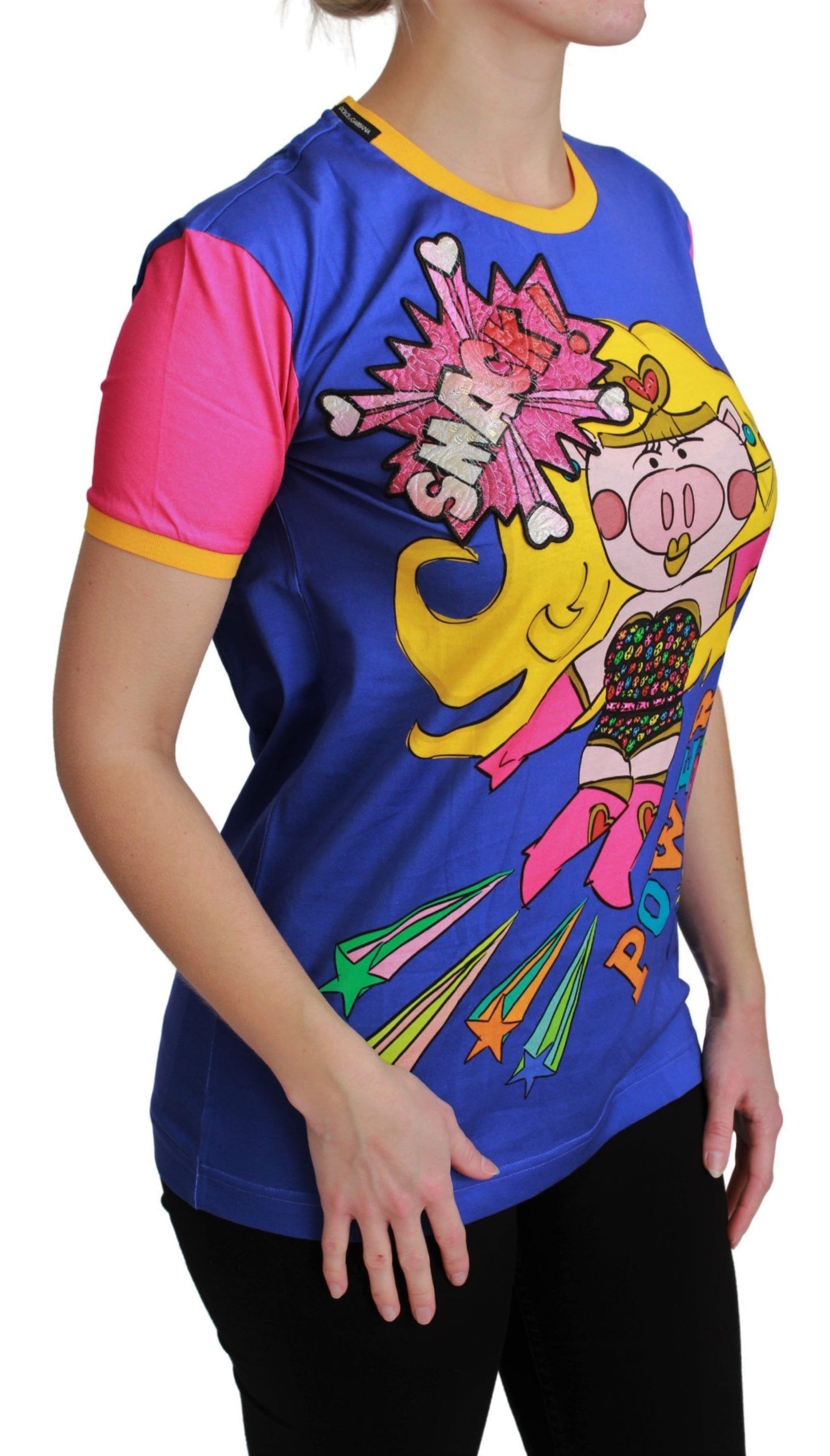 Dolce &amp; Gabbana Camiseta elegante de algodón con cuello redondo y motivo Supergirl