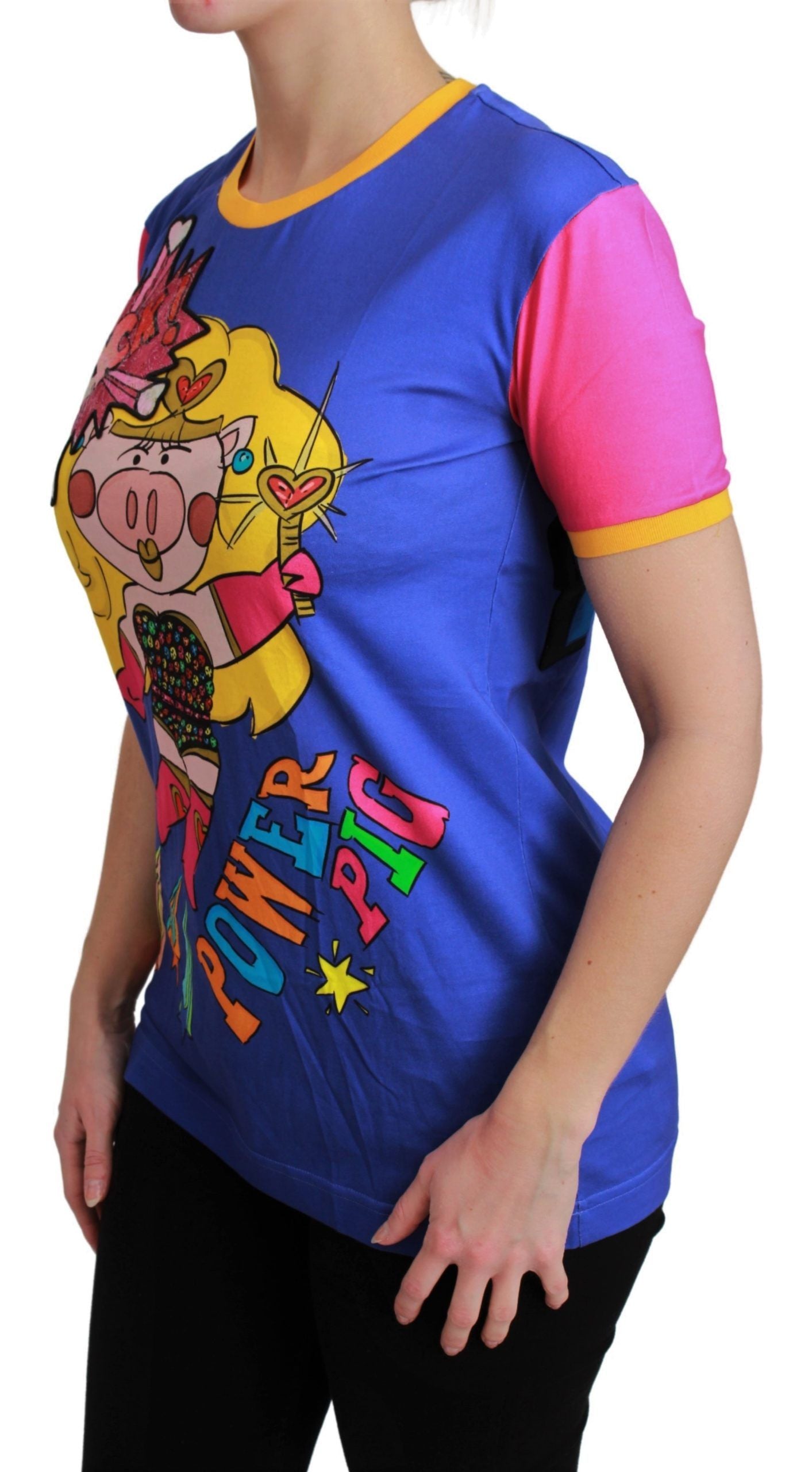Dolce &amp; Gabbana Camiseta elegante de algodón con cuello redondo y motivo Supergirl
