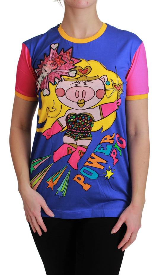 Dolce &amp; Gabbana Camiseta elegante de algodón con cuello redondo y motivo Supergirl