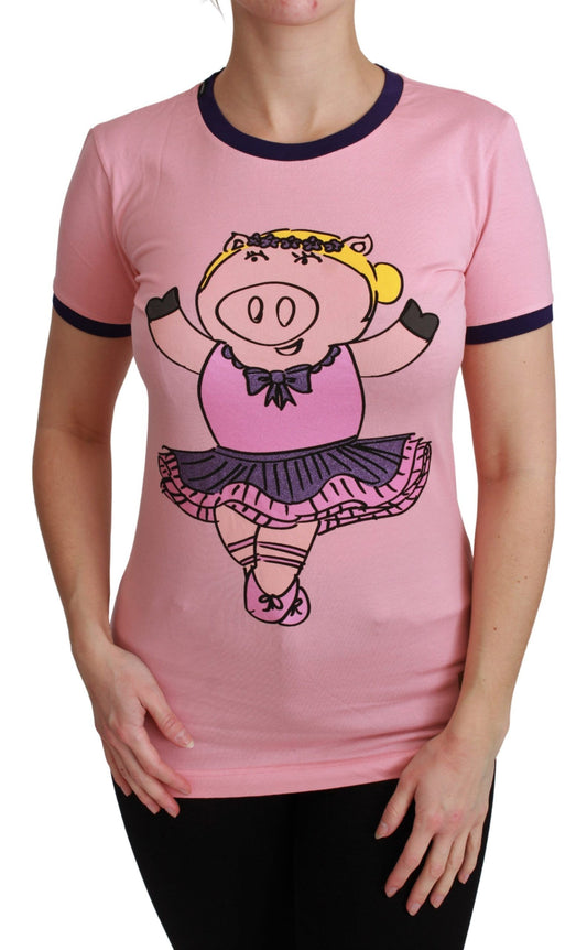 Dolce &amp; Gabbana Camiseta rosa con cuello redondo del Año del Cerdo