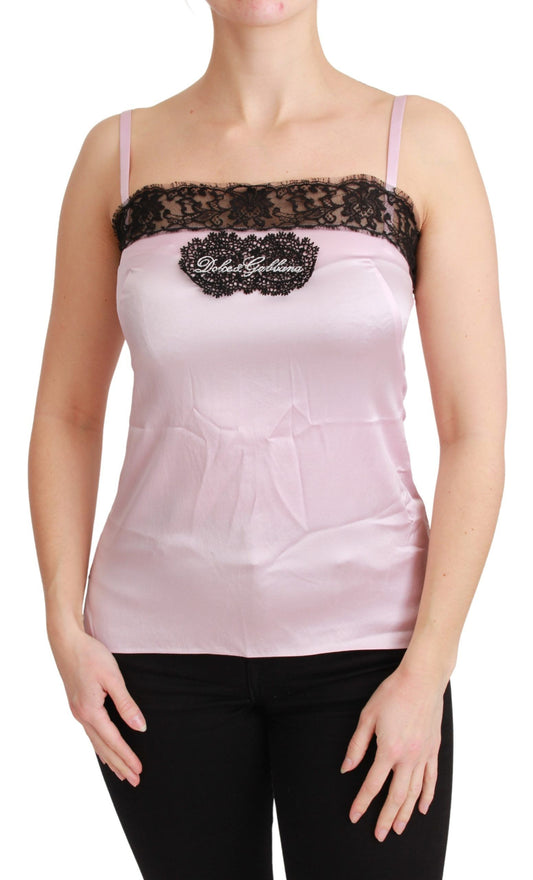 Dolce &amp; Gabbana Camiseta sin mangas elegante con detalle de encaje de seda